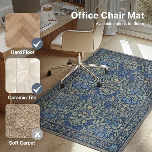 48"x60" Office Chair Mat for Hardwood Floor, Non-Slip Washable Dark Blue - Image 3