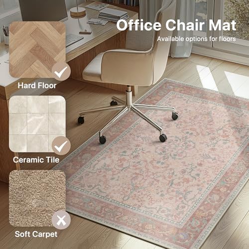 36"x48" Office Chair Mat for Hardwood Floor, Non-Slip Washable Pink - Image 3