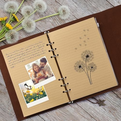 6 Pack Leather Notebook Journal, Travel Journal Bulk, Refillable Vintage Journals for Writing, Diary Gifts for Women, Men, Girls, Boys, 100GSM Lined Paper, Each 160 Pages & 2 Pockets (A5, 9.2" x 6.5") - Image 5