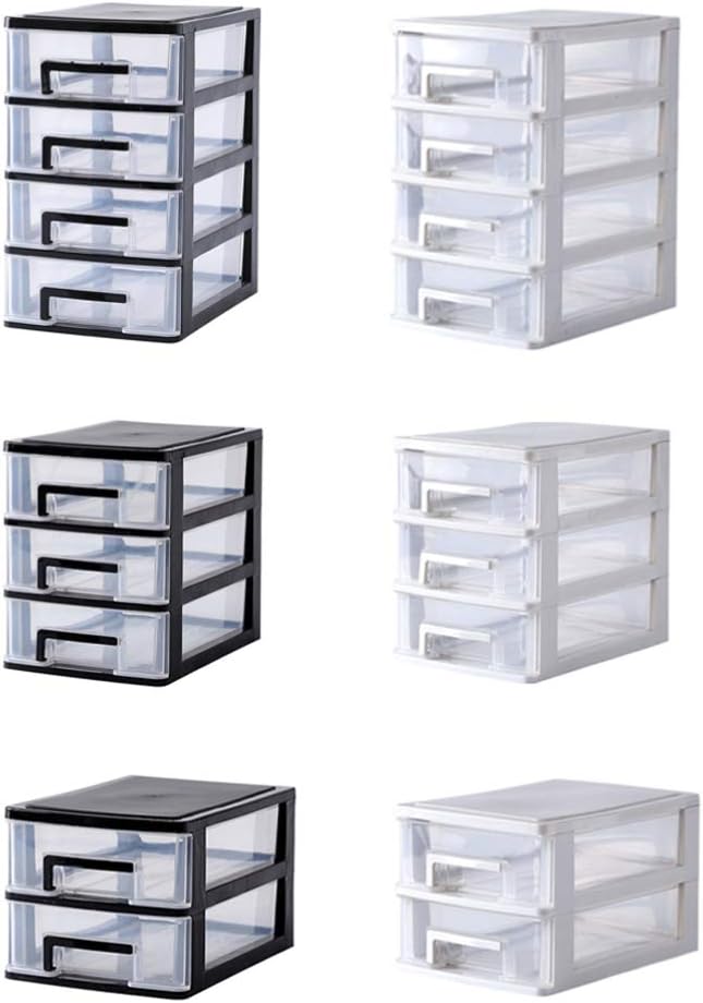 STOBOK 2pcs Transparent Drawer Type Storage Box Layers Mini Organizer for Cosmetics Sundries White Clear Plastic Makeup Storage for Desktop - Image 6