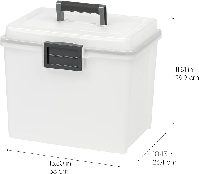 IRIS USA WeatherPro Portable File Box Organizer, 19 Qt. Pearl | Store and transport letter size files, documents and records with weather resistant protection and secure latching - Image 3