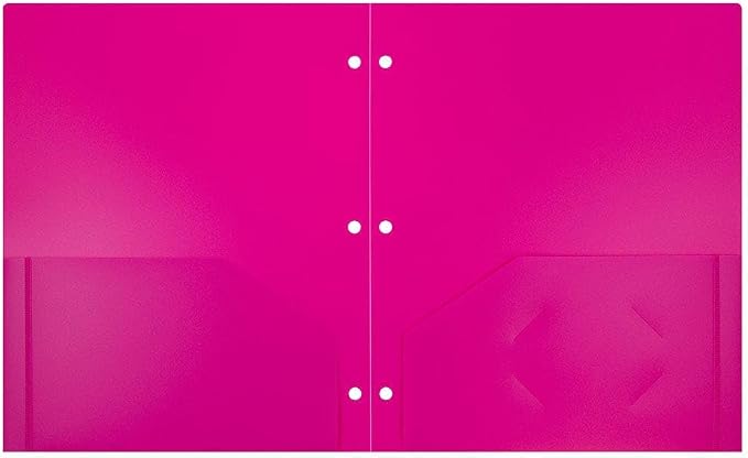 JAM PAPER Heavy Duty Plastic 3 Hole Punch Pocket Folders - Extra Tough School Folders - Fuchsia Hot Pink - Bulk 144/Box - Image 2