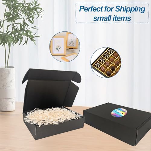 ROTCH 50 Pack 9x6x2'' Small Shipping Boxes, Black, Corrugated Cardboard Mailers (M962-E-B) - Image 5
