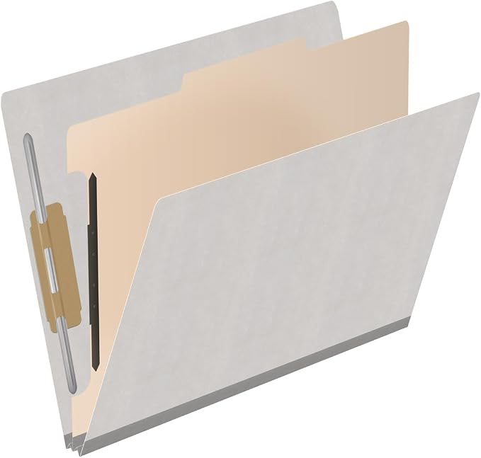 Ecom Folders Heavy Duty Top Tab Classification Folders | Letter Size 18 Pt Stock with 1 Divider | 2/5 Cut Right Position Tab for Medical, Legal and Office Documents | Grey, Box of 10 - Image 2