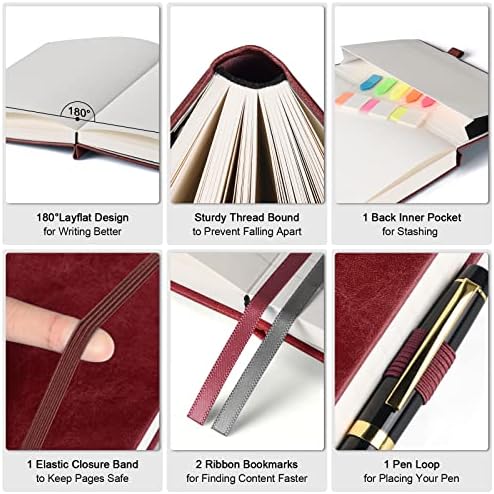 5 Pack College Ruled Notebook Bulk, A5, 312 Numbered Page Thick Journal Set - Image 3