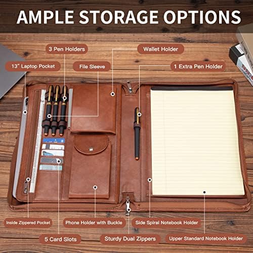 Personalized Vegan Leather Portfolio with Front Pocket for Legal Pad - Image 4