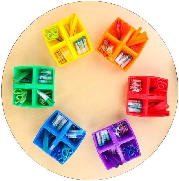 Really Good Stuff Four-Equal-Compartment Caddies with Handles | Classroom Organizing Bins, Supply Holders, Organize School & Home, Assorted Colors 6-Pack - Image 6