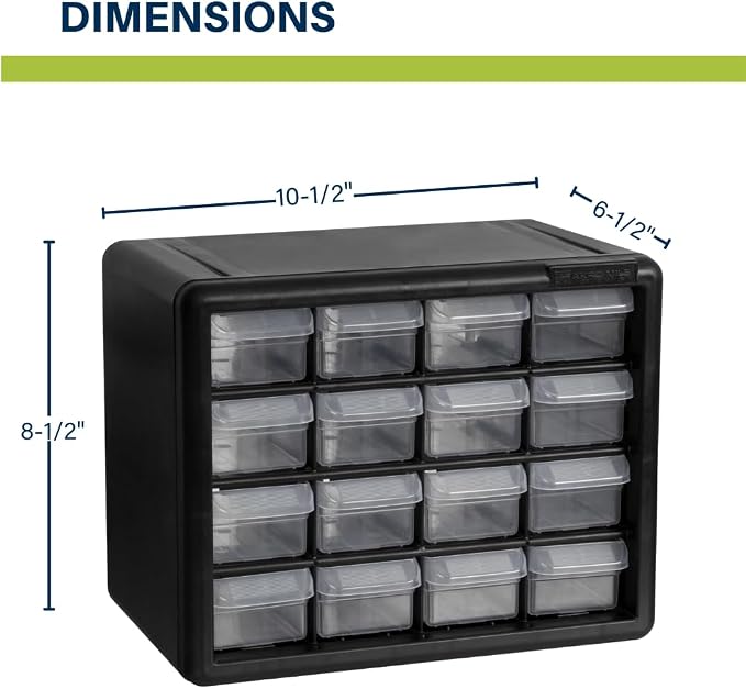 Akro-Mils 16-Drawer Plastic Drawer Storage Cabinet for Garage Organization, Beads, Makeup Organizer, Building Bricks Storage, Teacher Toolbox, 10-1/2-Inch W x 6-1/2-Inch D x 8-1/2-Inch H, 10116 White - Image 2