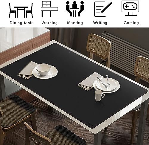 ZORESYN Large PU Leather Desk Mat Black 51.2x27.6 Inches - Image 3