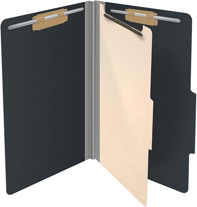 25 Pt. Pressboard Classification Folders, 2/5 Cut ROC Top Tab, Legal Size, 1 Divider, Black (Box of 10) - Image 4