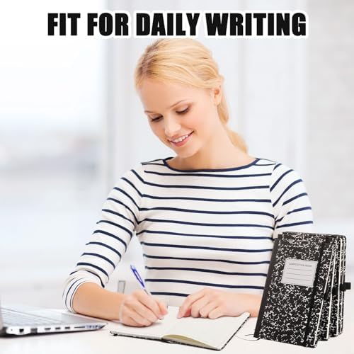 Laumoi 28 Pack A5 PU Leather Lined Notebook Journal, Black,Marble - Image 4