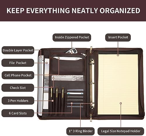 Personalized Leather 3 Ring Portfolio for 8.5 x 14" Pad & 15" Laptop - Image 5