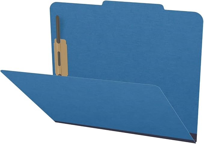 25 Pt. Pressboard Classification Folders, 2/5 Cut ROC Top Tab, Letter Size, No Dividers, Royal Blue (Box of 25) by Ecom+Folders