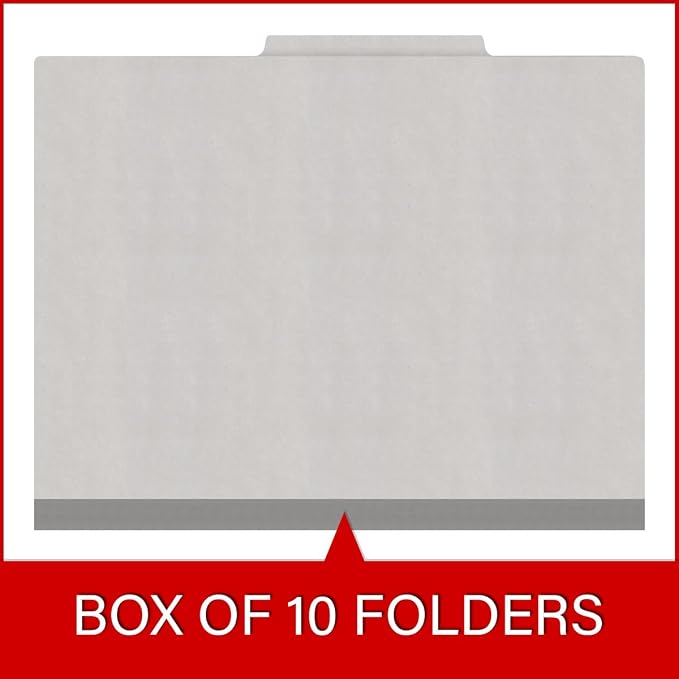 Heavy Duty End Tab Color Folders, 2/5 Cut ROC Top Tab, Letter Size, 2 Divider, Grey (Box of 10) - Image 6