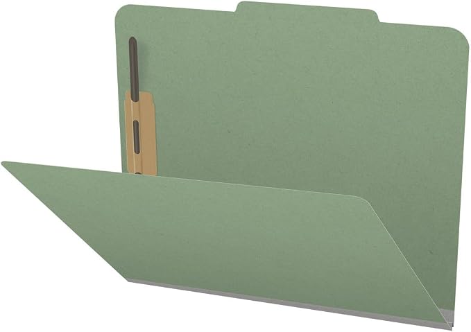 Top Tab Pressboard Folders, Letter Size, 2" exp, Fasteners Pos #1 & #3, Green (Box of 25) by Ecom+Folders