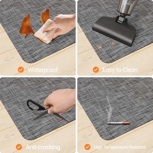 Office Chair Mat, 46" x 72" Computer Chair Mat for Hardwood Floor, Non-Curve Anti Slip Hard Floor Protector for Rolling Chair, PVC Mat Desk Rug for Home Office - Image 5