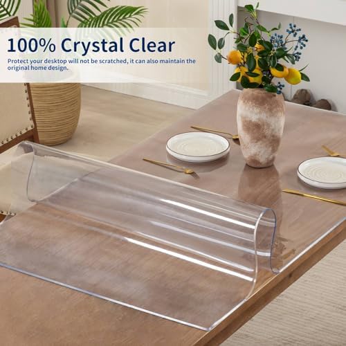44 x 60 Inch Clear Table Cover Protector, 2mm Thick Clear Table Protector for Dining Room Table, Plastic Table Cover, Waterproof Table Pad for Kitchen, Office - Image 3