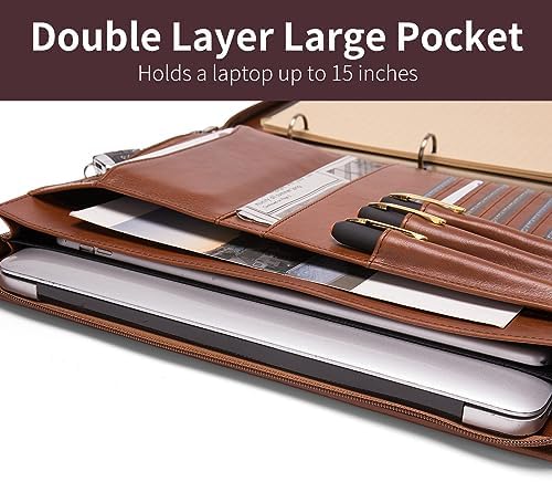 Leather 3 Ring Portfolio for 8.5 x 14" Pad and 15" Laptop - Image 5