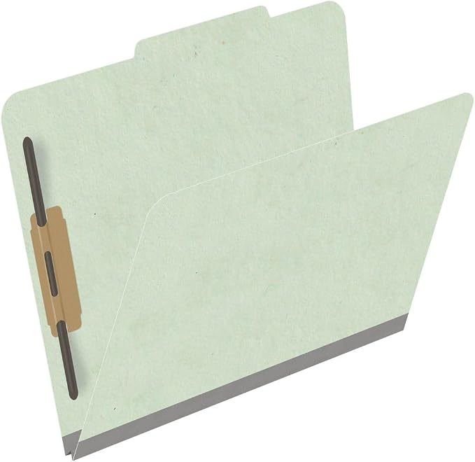 25 Pt. Pressboard Classification Folders, 2/5 Cut ROC Top Tab, Letter Size, No Dividers, Pale Green (Box of 25) - Image 2