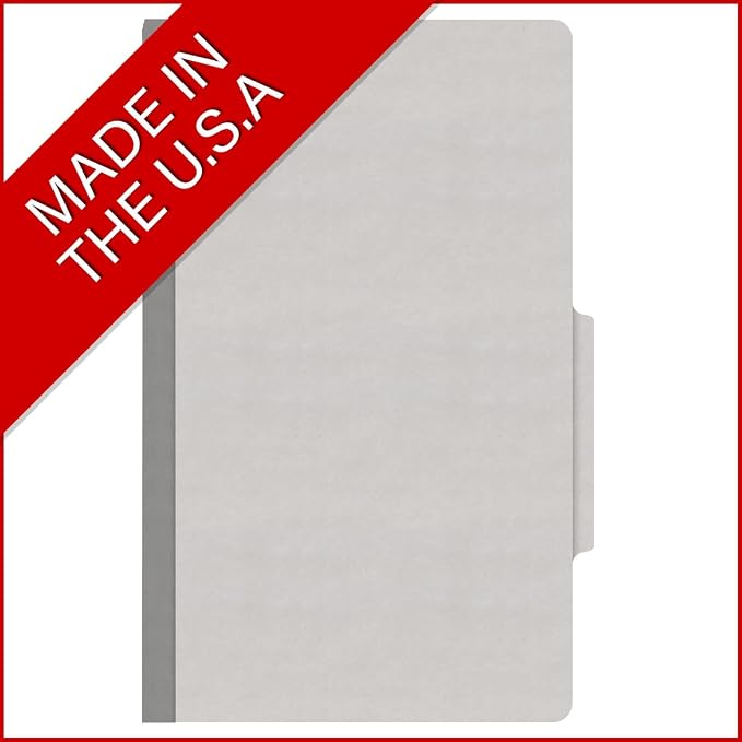 18 pt Heavy Duty Top Tab Color Folders, 2/5 Cut ROC Top Tab, Legal Size, 2 Dividers, Grey (Box of 10) - Image 5