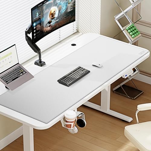 Cacoy Leather Desk Blotter Pad, 47.2" x 15.7" Oversized Mouse Pad XXL, Extended Computer Mouse Mat, Desk Writing Pad for Office, Home, Gaming (White) - Image 5