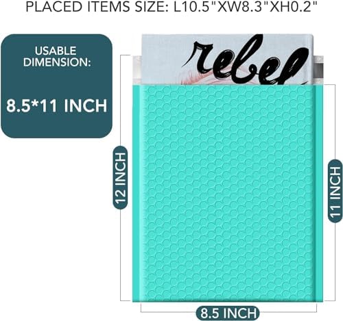 Metronic Bubble Mailers 10.5x16 Inch Teal 250 Pack Padded Envelopes Bulk - Image 2