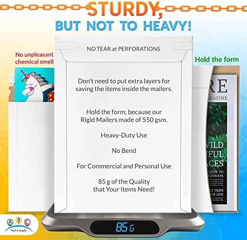 ABC PACK & SUPPLY Rigid Mailers 11 x 13.5 Inch, White Cardboard Envelopes, Self Seal Tear Strip, 550 GSM Paperboard, Stay Flat Design, Pack of 100 - Image 3