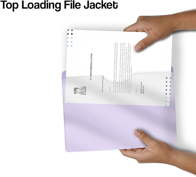 Lavender Vinyl Pocket Folder, Doctor Stuff, Closed Sides, Letter Size, Clear Front Top Loading Job Jacket, Documents Holder for Office, High School and Medical Files, Pack of 25 - Image 5