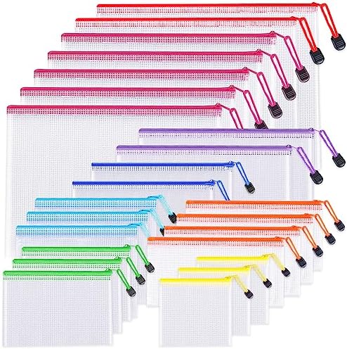 24pcs Mesh Zipper Pouch Bags 8 Sizes Plastic Clear Pouches for Organization by UMETDO