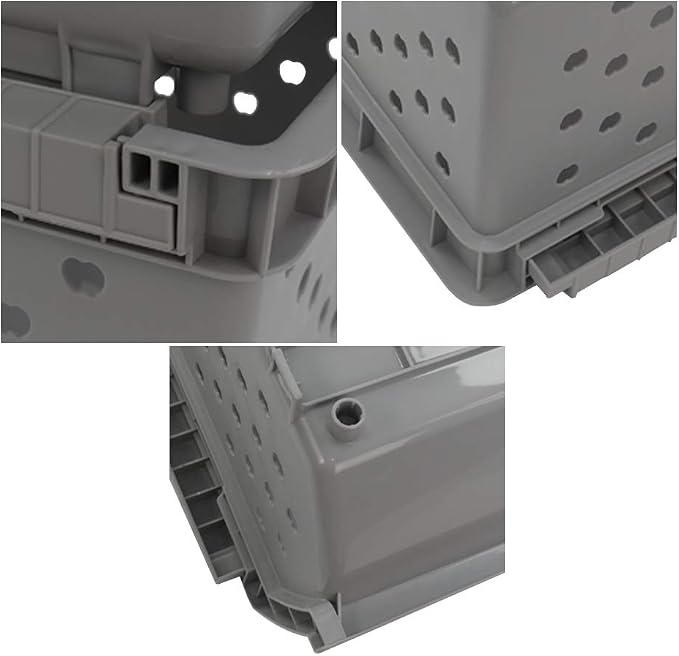 3-Pack Plastic Stacking Open Front Organizer Baskets, Gray | Durable stackable storage bins with modular design, large capacity, for pantry, closet, kitchen & garage organization - Image 3