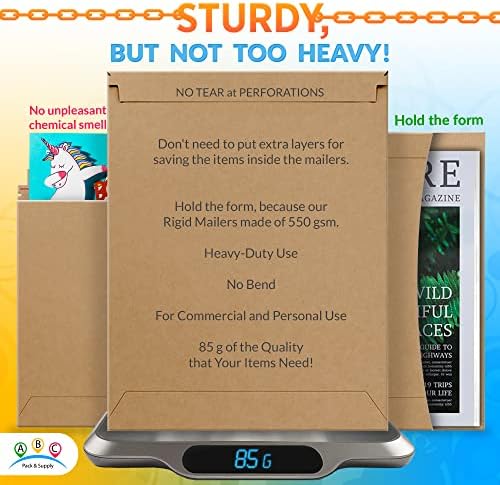 ABC PACK & SUPPLY Rigid Mailers 9.75 x 12.25 Inch, Brown Cardboard Envelopes, Self Seal Tear Strip, 550 GSM Paperboard, Stay Flat Design, Pack of 25 - Image 3