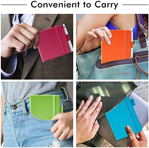 feela Pocket Small Notebooks Bulk, Mini Cute Notepads Hardcover College Ruled Lined Journals with Pen Holder for School Business Memos, with 15 Black Pens, 3.5”x 5.5”, 15 Pack, A6, Solid Colors - Image 5