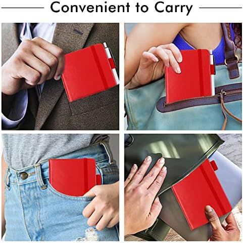feela 15 Pack Pocket Small Notebooks Bulk, Mini Cute Notepads Hardcover College Ruled Lined Journals with Pen Holder for School Business Memos, with 15 Black Pens, 3.5”x 5.5”, A6, Red - Image 5