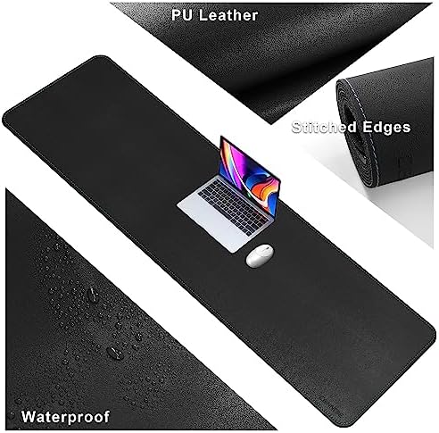 CENNBIE Leather Desk Mat Large, 63" x 19.6" Desk Pad Protector(Black) - Image 3