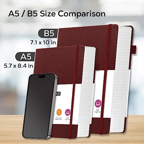 Thick Notebook Journals for Writing, Hardcover College Ruled Notebook Lined Journal for School Office Women and Men Work Organization, B5, 7.1'' X 10'', Burgundy, 320 Pages - Image 5