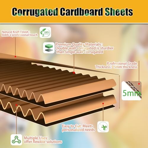 Hixdo12 Pack 24" x 36" x 3/16" Corrugated Cardboard Sheets, Brown - Image 3