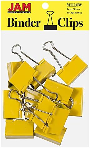 JAM PAPER Colorful Binder Clips - Large - 1 1/2 Inch (41 mm) - Yellow Binderclips - 12/Pack by JAMPaper