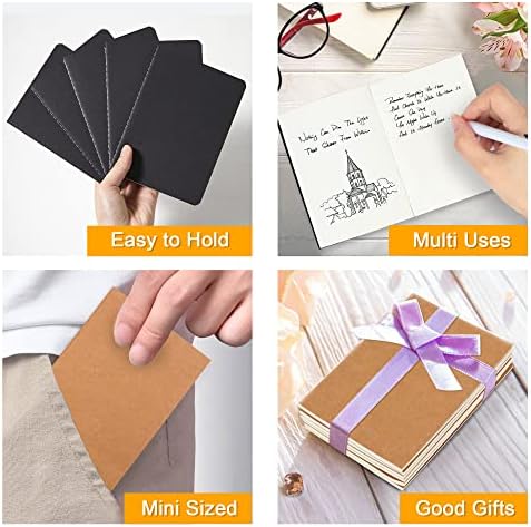 feela 170 Pack Blank Kraft Notebooks, Unlined Sketchbook Mini Cute Note Pad for Drawing Writing, Journal Bulk For Kids Students Office School Supplies, A6, 48 Pages, 4.25” X 5.5”, Black and Brown - Image 6