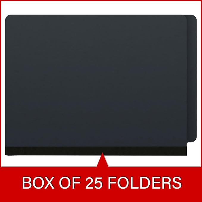End Tab Pressboard Folders, Letter Size, 2" exp, Fasteners Pos #1 & #3, Black (Box of 25) - Image 6