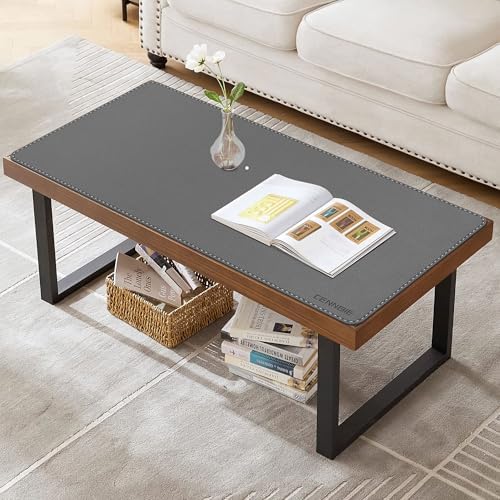 CENNBIE 35.5" x 16" Leather Desk Mat, Computer Mouse Pad for Office(Grey) - Image 3