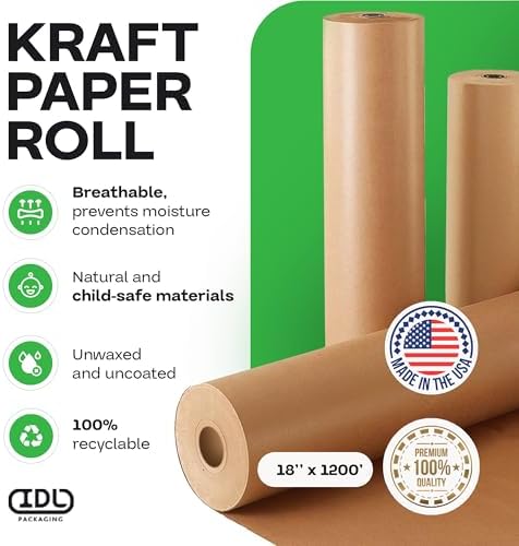 IDL Packaging 18" x 14400" (1200 ft) Large Brown Kraft Paper Roll for Packing - Perfect Natural Kraft Wrapping Paper for Void Filling - Craft Paper for Kids Art Projects - Image 2