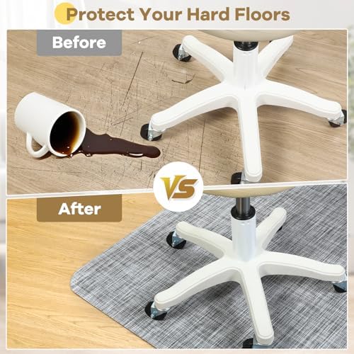 BesWin Large Office Chair Mat for Hardwood Floor, 48" x 60" Desk Floor Mat for Rolling Chair and Computer Desk, Heavy Duty PVC Floor Protector Rug for Home Office, Grey - Image 4
