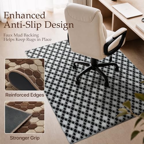 48"x60" Office Chair Mat for Hardwood Floor, Non-Slip Washable Basalt Grey - Image 5