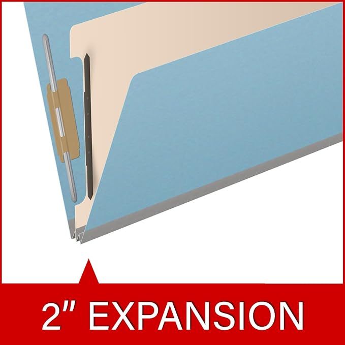 Ecom Folders Top Tab Pressboard Classification Folders | Legal Size 25 Pt Stock with 1 Divider | 2/5 Cut ROC Tab for Medical & Office Filing | 4 Filing Sections | Light Blue, Box of 10 - Image 7