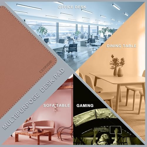 CENNBIE 35.5" x 16" Leather Desk Mat, Computer Mouse Pad for Office(Brown) - Image 5