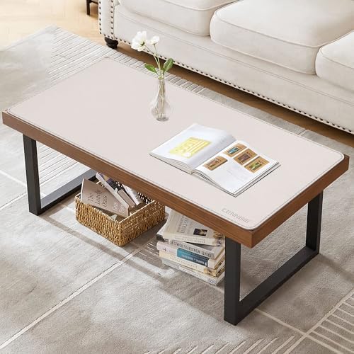 CENNBIE 35.5" x 16" Leather Desk Mat,Computer Mouse Pad for Office(Cream) - Image 3