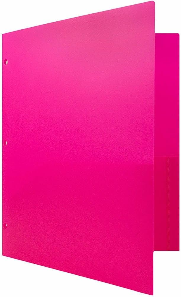 JAM PAPER Heavy Duty Plastic 3 Hole Punch Pocket Folders - Extra Tough School Folders - Fuchsia Hot Pink - Bulk 144/Box - Image 3