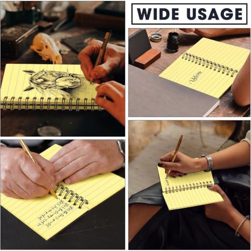 Jutom 2 Pcs Small Spiral Notebook Memo Pad 3x5, Black Cover Yellow Page - Image 4