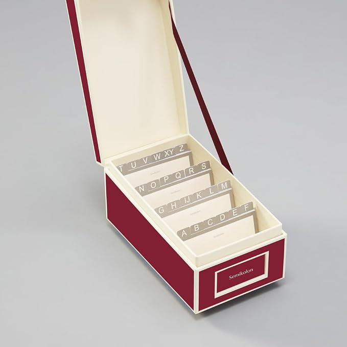 Semikolon - Business Card Box with Alphabetical Tabs, Burgundy - Image 2