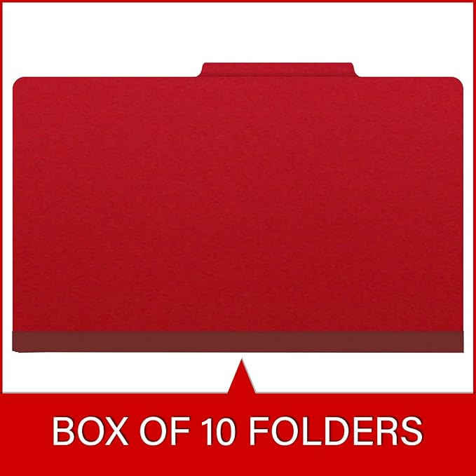 25 Pt. Pressboard Classification Folders, 2/5 Cut ROC Top Tab, Legal Size, No Dividers, Deep Red (Box of 25) - Image 6